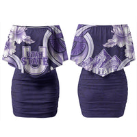 Utah State Polynesian Heritage Couples Matching Off Shoulder Short Dress and Hawaiian Shirt Floral Tribal Pattern Tropical Flowers