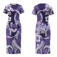 Utah State Polynesian Heritage Couples Matching Short Sleeve Bodycon Dress and Hawaiian Shirt Floral Tribal Pattern Tropical Flowers