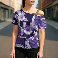 Utah State Polynesian Heritage Cross Shoulder Shirt Floral Tribal Pattern Tropical Flowers