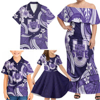 Utah State Polynesian Heritage Family Matching Off Shoulder Maxi Dress and Hawaiian Shirt Floral Tribal Pattern Tropical Flowers