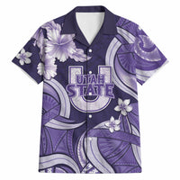 Utah State Polynesian Heritage Hawaiian Shirt Floral Tribal Pattern Tropical Flowers