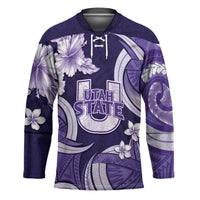 Utah State Polynesian Heritage Hockey Jersey Floral Tribal Pattern Tropical Flowers