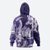 Utah State Polynesian Heritage Hoodie Floral Tribal Pattern Tropical Flowers