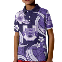 Utah State Polynesian Heritage Kid Polo Shirt Floral Tribal Pattern Tropical Flowers