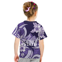 Utah State Polynesian Heritage Kid T Shirt Floral Tribal Pattern Tropical Flowers