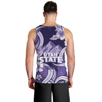 Utah State Polynesian Heritage Men Tank Top Floral Tribal Pattern Tropical Flowers