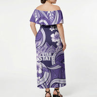 Utah State Polynesian Heritage Off Shoulder Maxi Dress Floral Tribal Pattern Tropical Flowers