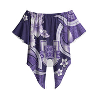 Utah State Polynesian Heritage Off Shoulder Wrap Waist Top Floral Tribal Pattern Tropical Flowers