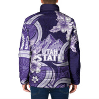 Utah State Polynesian Heritage Padded Jacket Floral Tribal Pattern Tropical Flowers