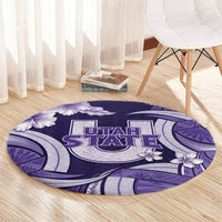 Utah State Polynesian Heritage Round Carpet Floral Tribal Pattern Tropical Flowers