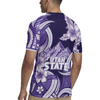 Utah State Polynesian Heritage Rugby Jersey Floral Tribal Pattern Tropical Flowers