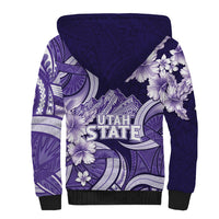Utah State Polynesian Heritage Sherpa Hoodie Floral Tribal Pattern Tropical Flowers