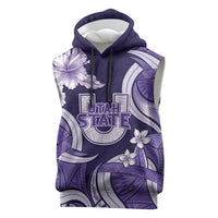 Utah State Polynesian Heritage Sleeveless Hoodie Floral Tribal Pattern Tropical Flowers