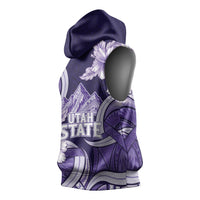 Utah State Polynesian Heritage Sleeveless Hoodie Floral Tribal Pattern Tropical Flowers