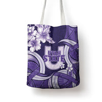 Utah State Polynesian Heritage Tote Bag Floral Tribal Pattern Tropical Flowers