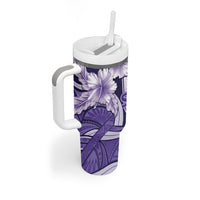Utah State Polynesian Heritage Tumbler With Handle Floral Tribal Pattern Tropical Flowers
