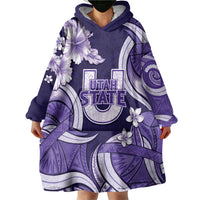 Utah State Polynesian Heritage Wearable Blanket Hoodie Floral Tribal Pattern Tropical Flowers