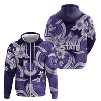 Utah State Polynesian Heritage Zip Hoodie Floral Tribal Pattern Tropical Flowers