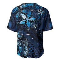 Hawaii Makahiki Season Baseball Jersey Floral Tribal Tattoo Blue Galaxy LT05 - Polynesian Pride