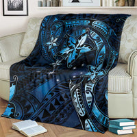 Hawaii Makahiki Season Blanket Floral Tribal Tattoo Blue Galaxy
