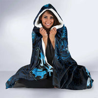 Hawaii Makahiki Season Hooded Blanket Floral Tribal Tattoo Blue Galaxy LT05 - Polynesian Pride