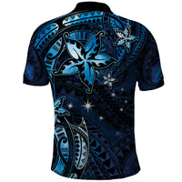 Hawaii Makahiki Season Polo Shirt Floral Tribal Tattoo Blue Galaxy