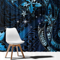 Hawaii Makahiki Season Window Curtain Floral Tribal Tattoo Blue Galaxy LT05 - Polynesian Pride