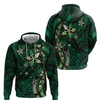 Hawaii Makahiki Season Hoodie Floral Tribal Tattoo Green Galaxy