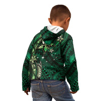 Hawaii Makahiki Season Kid Hoodie Floral Tribal Tattoo Green Galaxy