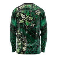 Hawaii Makahiki Season Long Sleeve Shirt Floral Tribal Tattoo Green Galaxy