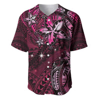 Hawaii Makahiki Season Baseball Jersey Floral Tribal Tattoo Pink Galaxy LT05 Pink - Polynesian Pride