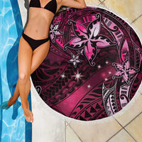 Hawaii Makahiki Season Beach Blanket Floral Tribal Tattoo Pink Galaxy