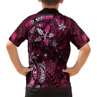 Hawaii Makahiki Season Family Matching Short Sleeve Bodycon Dress and Hawaiian Shirt Floral Tribal Tattoo Pink Galaxy LT05 - Polynesian Pride