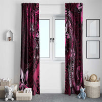 Hawaii Makahiki Season Window Curtain Floral Tribal Tattoo Pink Galaxy LT05 - Polynesian Pride