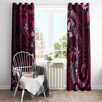 Hawaii Makahiki Season Window Curtain Floral Tribal Tattoo Pink Galaxy LT05 - Polynesian Pride