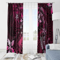 Hawaii Makahiki Season Window Curtain Floral Tribal Tattoo Pink Galaxy LT05 - Polynesian Pride