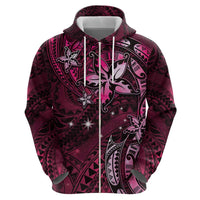 Hawaii Makahiki Season Zip Hoodie Floral Tribal Tattoo Pink Galaxy