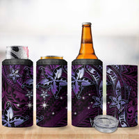 Hawaii Makahiki Season 4 in 1 Can Cooler Tumbler Floral Tribal Tattoo Purple Galaxy
