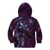 Hawaii Makahiki Season Kid Hoodie Floral Tribal Tattoo Purple Galaxy