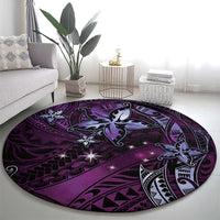 Hawaii Makahiki Season Round Carpet Floral Tribal Tattoo Purple Galaxy