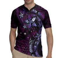 Hawaii Makahiki Season Rugby Jersey Floral Tribal Tattoo Purple Galaxy