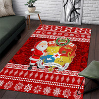 Tonga Christmas Area Rug Kilisimasi Fiefia Santas Coat Of Arms LT05 Red - Polynesian Pride