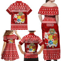 Personalized Tonga Christmas Family Matching Off Shoulder Maxi Dress and Hawaiian Shirt Kilisimasi Fiefia Santas Coat Of Arms LT05 - Polynesian Pride