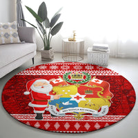Tonga Christmas Round Carpet Kilisimasi Fiefia Santas Coat Of Arms LT05 - Polynesian Pride