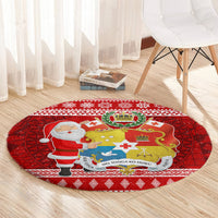 Tonga Christmas Round Carpet Kilisimasi Fiefia Santas Coat Of Arms LT05 - Polynesian Pride