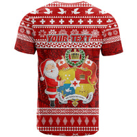 Personalized Tonga Christmas T Shirt Kilisimasi Fiefia Santas Coat Of Arms LT05 - Polynesian Pride