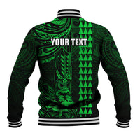 Personalized Hawaii Hauoli Makahiki Hou Baseball Jacket Lono Hawaiian God Kakau Polynesian Tribal Green LT05 - Polynesian Pride