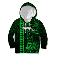 Personalized Hawaii Hauoli Makahiki Hou Kid Hoodie Lono Hawaiian God Kakau Polynesian Tribal Green LT05 Hoodie Green - Polynesian Pride