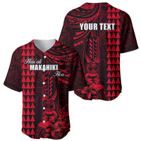 Personalized Hawaii Hauoli Makahiki Hou Baseball Jersey Lono Hawaiian God Kakau Polynesian Tribal Red LT05 - Polynesian Pride