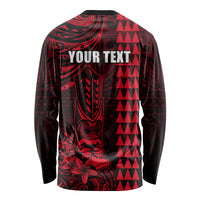 Personalized Hawaii Hauoli Makahiki Hou Long Sleeve Shirt Lono Hawaiian God Kakau Polynesian Tribal Red LT05 - Polynesian Pride